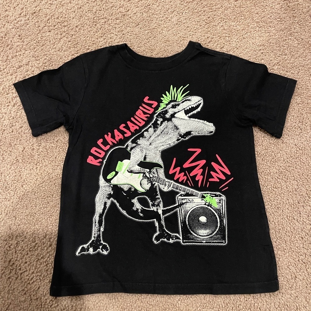 EST 1989 Boys Black Rockasaurus Crew Neck T-shirt